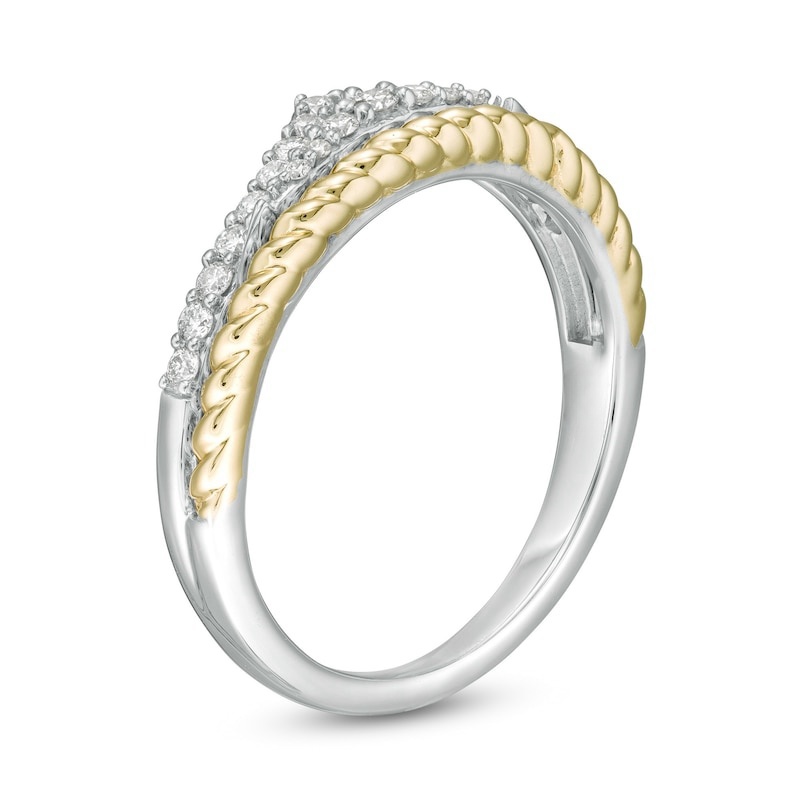 1/4 CT. T.W. Diamond Princess Tiara Lasso Ring in Sterling Silver and 10K Gold
